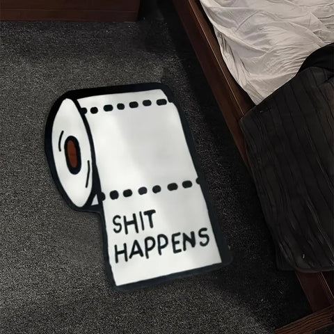 "Shit Happens" Bathroom Carpet – Creative Funny Floor Mat Rug for Bathroom