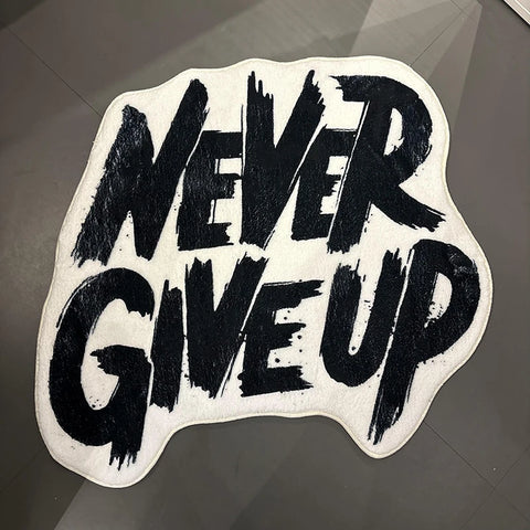 "Never Give Up" Motivation Rug – Soft Plush Floor Mat