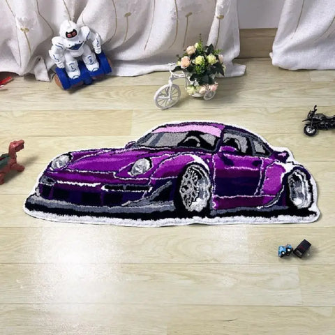 Purple Porsche Carpet – Non-Slip Decorative Sports Car Rug