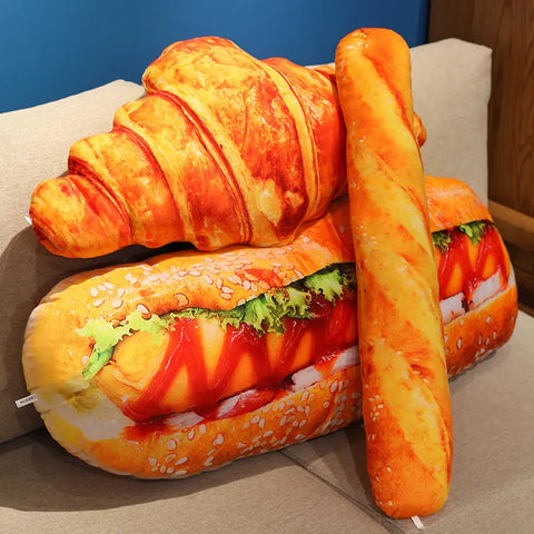 Bakery Plush Pillow Set - Realistic Bread Stuffed Toys