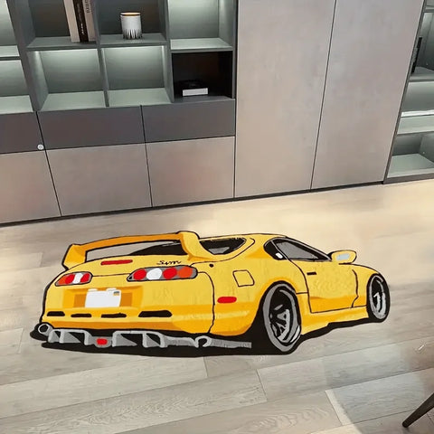 Yellow Toyota Supra MK4 Print Carpet – Soft Non-Slip Home Decor Floor Mat