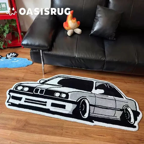 Vintage White BMW Carpet – Plush Soft Decoration Mat