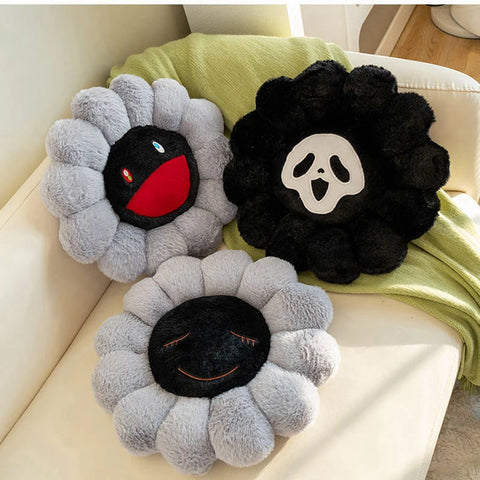 Takashi Murakami Flower Cushion - Smiling Ghost Plush Pillow