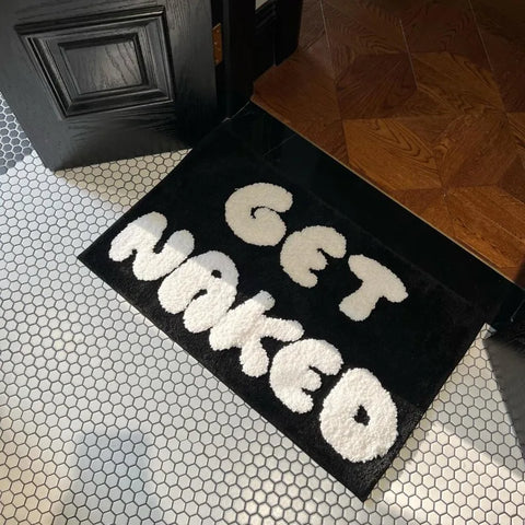Plush "Get Naked" Bathroom Floor Mat – Thick Soft Non-Slip Bath Rug
